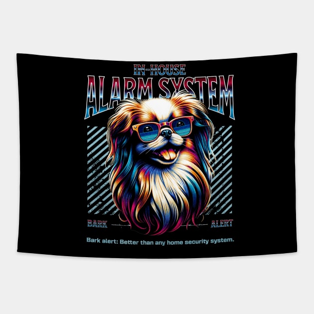 Bark Alert Japanese Chin Dog Tapestry by Miami Neon Designs