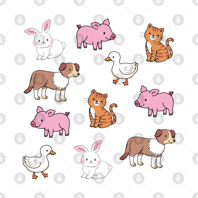 Cute Pet Animals | Adorable Dog, Cat, Rabbit, Pig, Duck Art | Gifts for Pet Owners | Gifts for Pet Lovers | Gifts for Animal Lovers by mschubbybunny