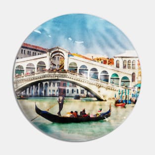 Venice Italy ✪ Watercolor style poster | Most Beautiful Places on Earth | Gondolier on a canal Pin