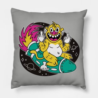 Monkey On Space Rocket Pillow