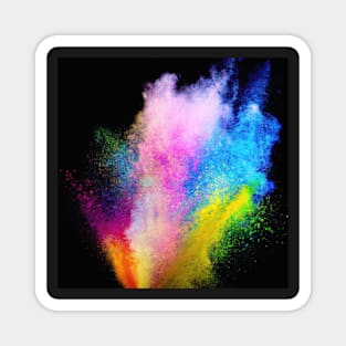 Bright coloured powder explosion on a black background illustration Magnet