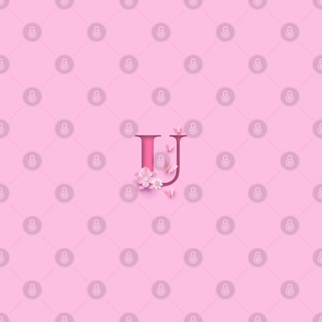 U Letter Personalized, Pink Minimal Cute Design, Birthday Gift, Christmas Gift by PRINTPOSE