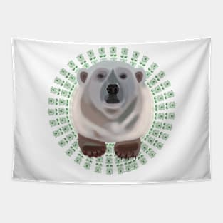 Polar Bear on Circular Polar Bear pattern Tapestry