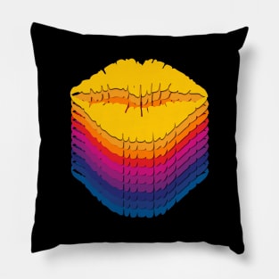 Kissing lips illustration in a variety of colors Pillow