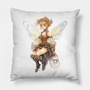 Watercolor Steampunk Fairy Girl #3 Pillow