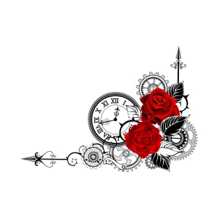 Corner Composition with Clock and Red Roses T-Shirt