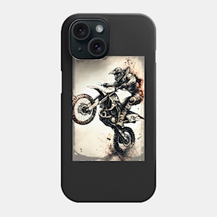 Dirt bike wheelie - splashed paint - tan background Phone Case