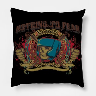 circle framed skull with wrestler helmet Pillow