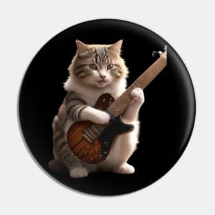 Cat Playing Guitar Pin