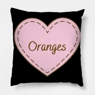 I Love Oranges Simple Heart Design Pillow
