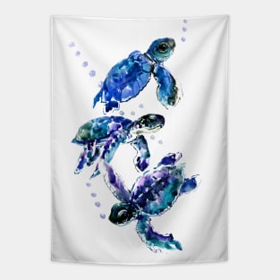 Three Sea Turtles Tapestry