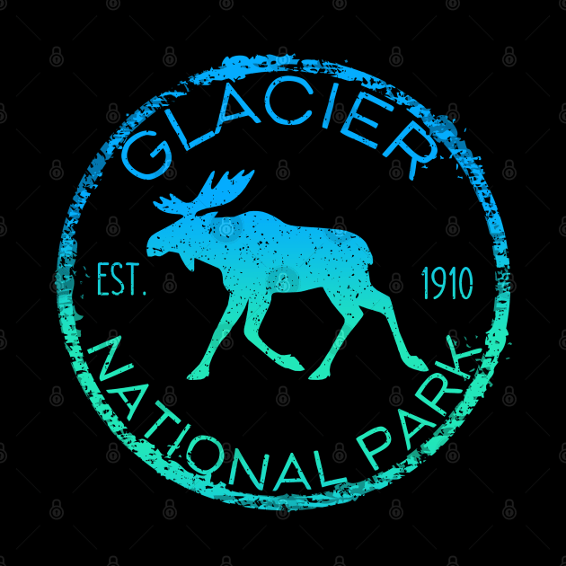 Glacier National Park Montana Weathered Moose Graphic by Pine Hill Goods