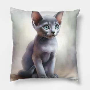 Korat Cat Watercolor Kitten - Cute Kitties Pillow