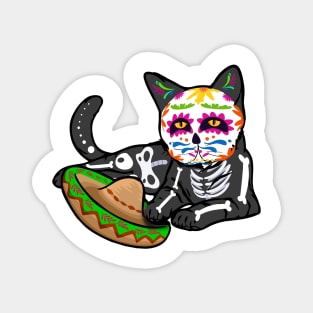 Mexican Skull Cat Halloween Day Magnet