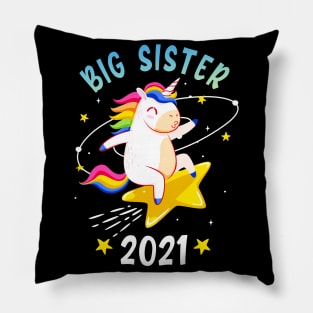 Big Sister 2021 Unicorn Sibling Girls Pillow