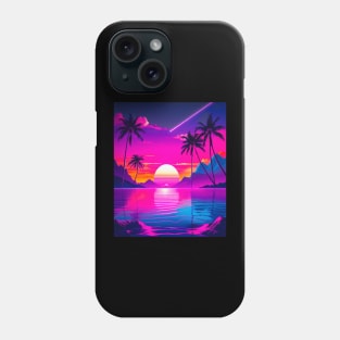 Vaporwave Retro Sunset Palm Trees Shooting Star - PanfurWare LLC Phone Case