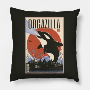 Orcazilla Funny Orca Killer Whale Pillow