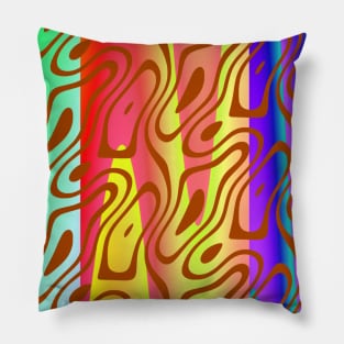 Silhouette Circle Abstract Ripple Brown Green Red Yellow Blue Pillow