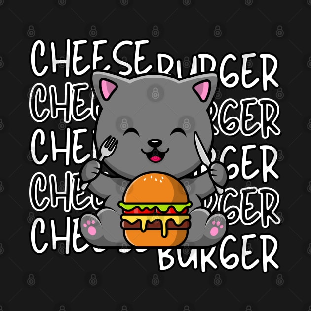 Cute cat eating Cheeseburger by ProLakeDesigns