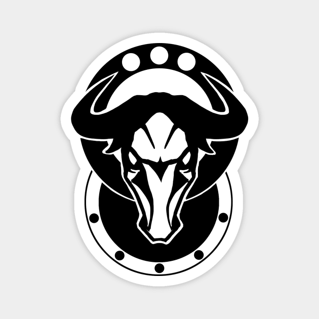 Bull Head - Original Logo Banner Sigil - Dark Design for Light Backgrounds Magnet by Indi Martin