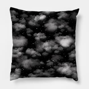 Snowy Winter Sky in Black Pillow