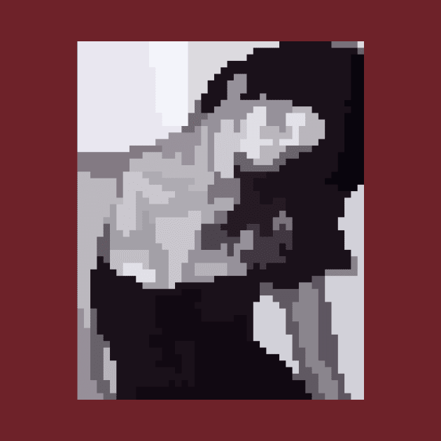 Girl in a swimsuit (black and white pixel art) by Dmitry_Buldakov