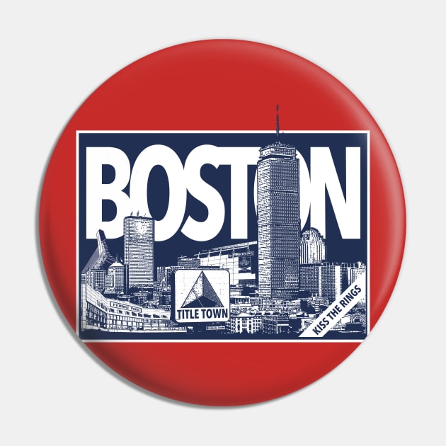 Boston Title Town Skyline Pin by LikeMindedDesigns