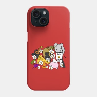 Group of Cute Animals say Hello Phone Case