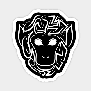 Black and White Tribal Monkey Magnet