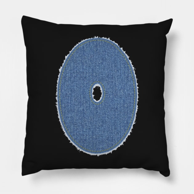 Number Zero Blue Denim Pillow by jngraphs