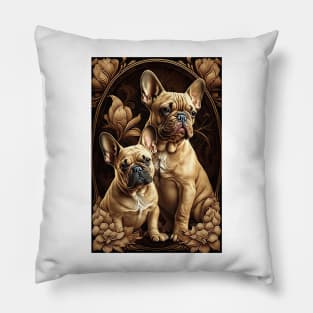 Mother and Puppy French Bulldogs Pillow