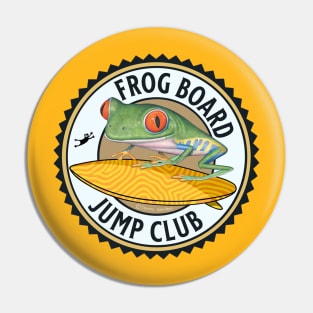 Cute and Funny red eyed tree frog riding a surfboard and is ready for the jump club tee Pin