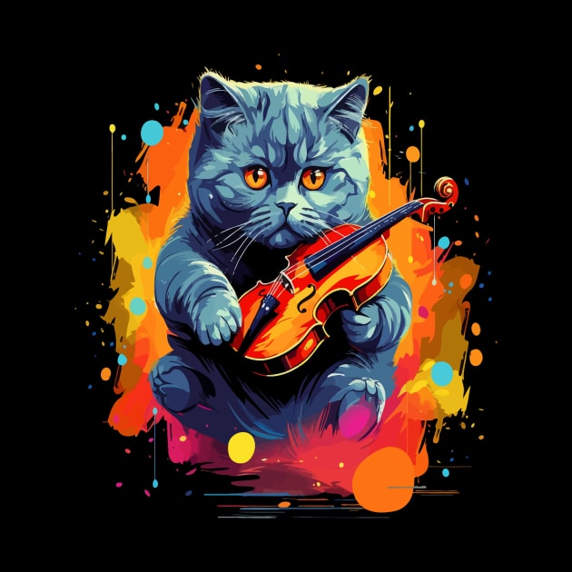 British Shorthair Playing Violin by JH Mart