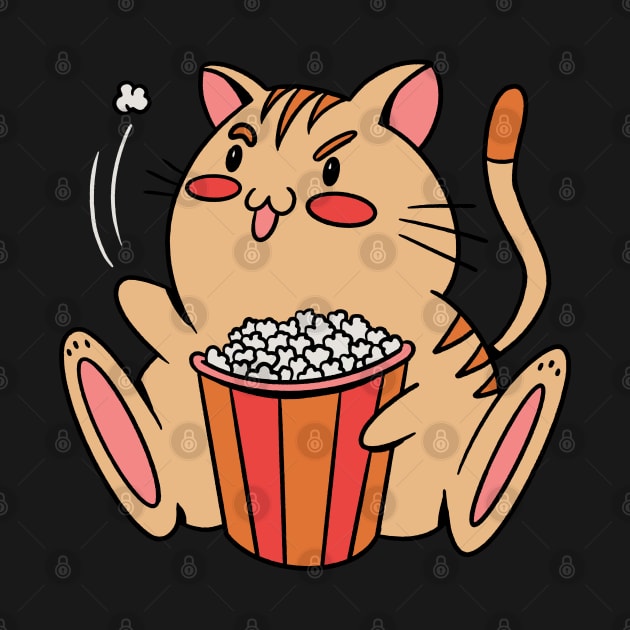 Fat Cat Eating Popcorn by OnepixArt