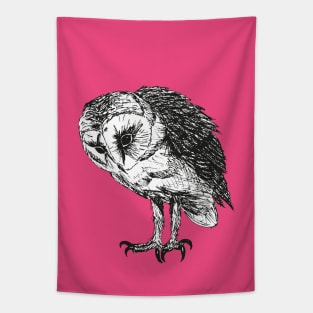 Barn owl pen drawing Tapestry