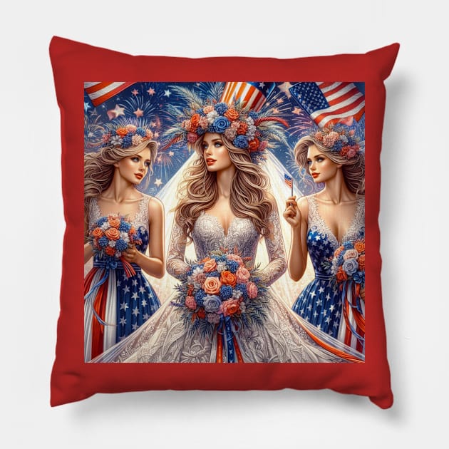 4th of July Bride and Bridesmaids Pillow by EverBride