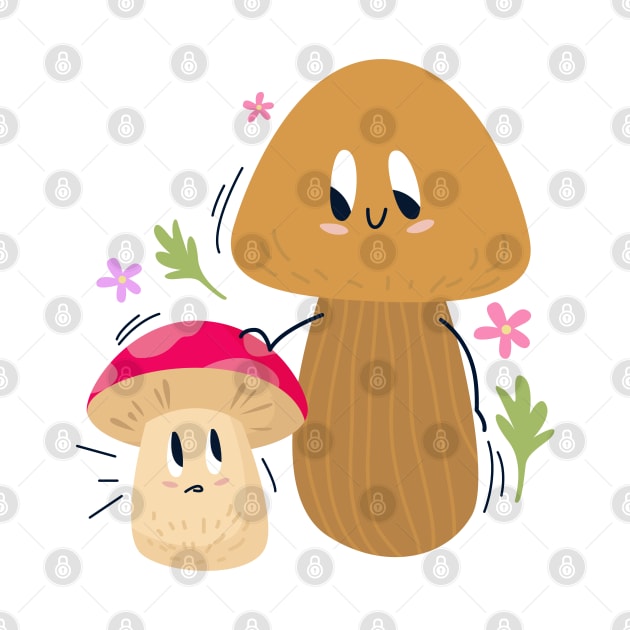 Cute Mushrooms Family Design by BrightLightArts