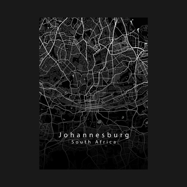 Johannesburg South Africa City Map dark by Robin-Niemczyk