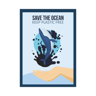 Save The Ocean Keep The Sea Plastic Free Turtle Scene T-Shirt