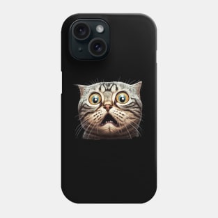 Funny Scared Cat Face, Cat Lover, Scaredy Cat Phone Case