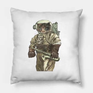 Space Cat with Saxophone Pillow