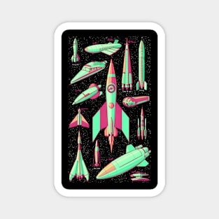 Retro rocket collage art Magnet