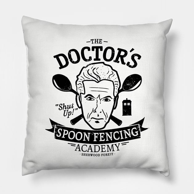 Spoon Fencing Academy (Black) Pillow by girardin27