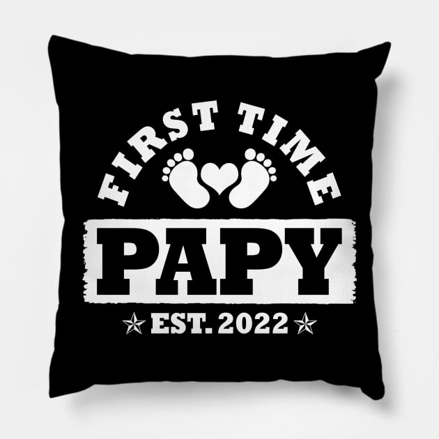 First Time Papy Est 2022 Funny New Papy Gift Pillow by Penda