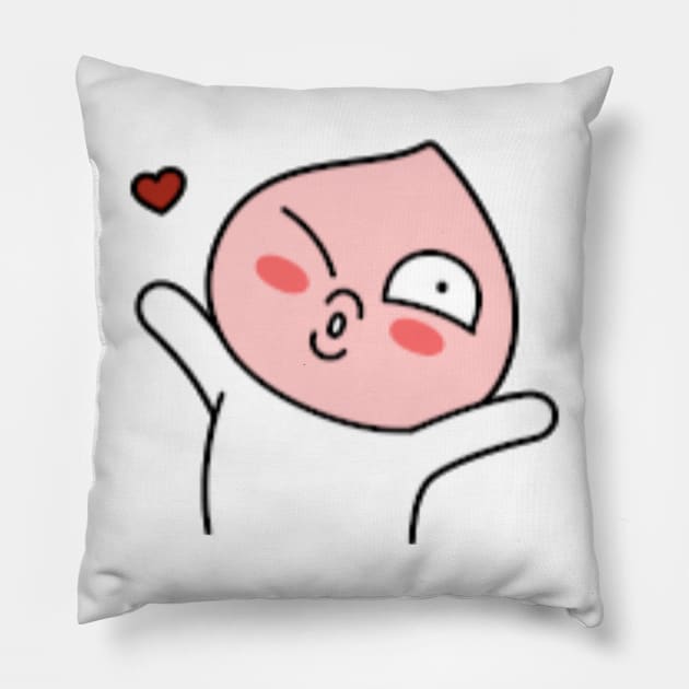 KakaoTalk Friends Apeach (Kisses ) Pillow by icdeadpixels