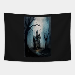 Haunted House in the Woods Tapestry