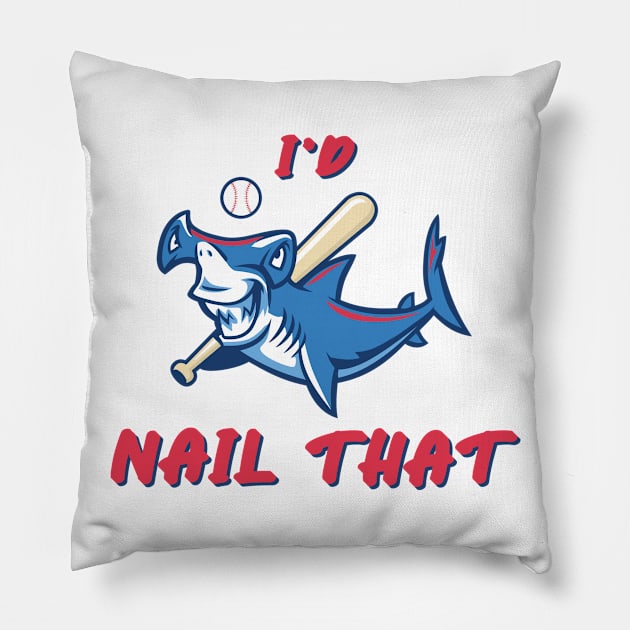 Funny Baseball shark, hammerhead Pillow by Johan13