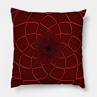 Geometric Flower in Red Metallic Pillow