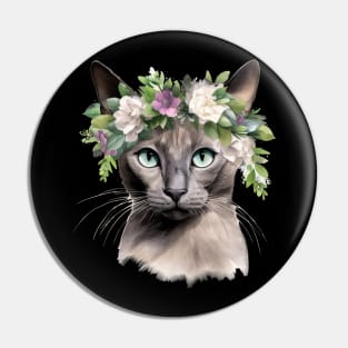 Tonkinese Cat Flowers Art Design for Cat Owers Pin