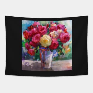 Red and Yellow Roses Tapestry